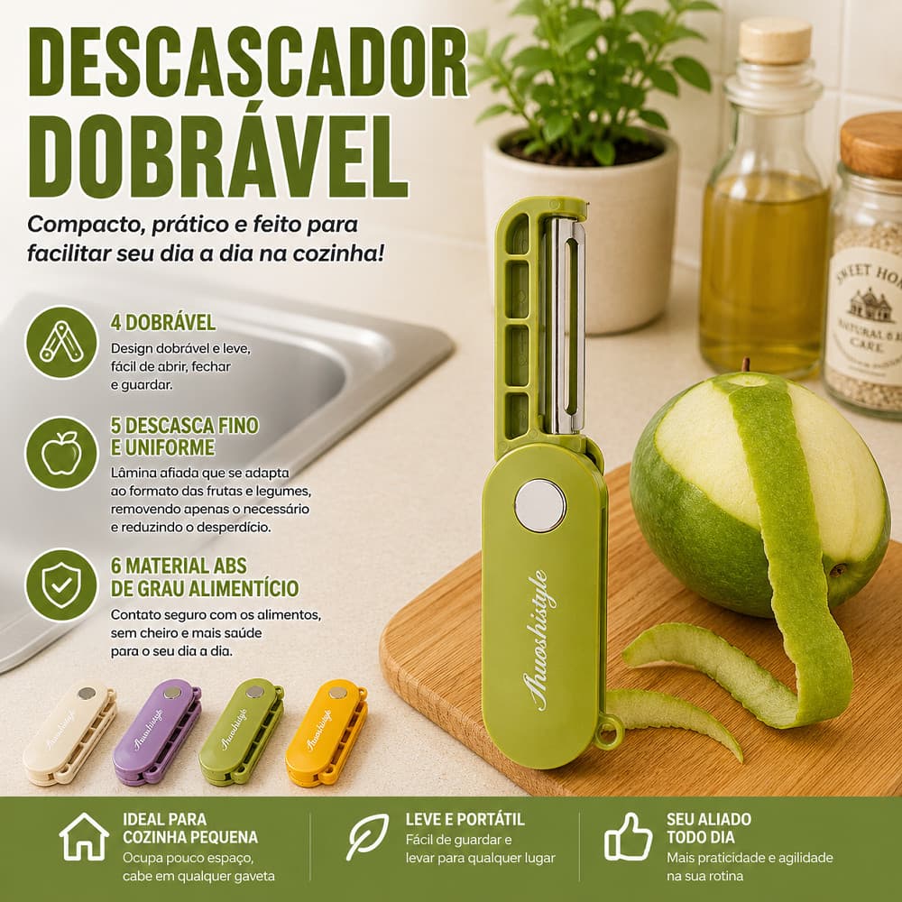 Descascador de Legumes Manual lâmina em aço inoxidável compacto prepara fatias finas legumes frutas verduras refeições