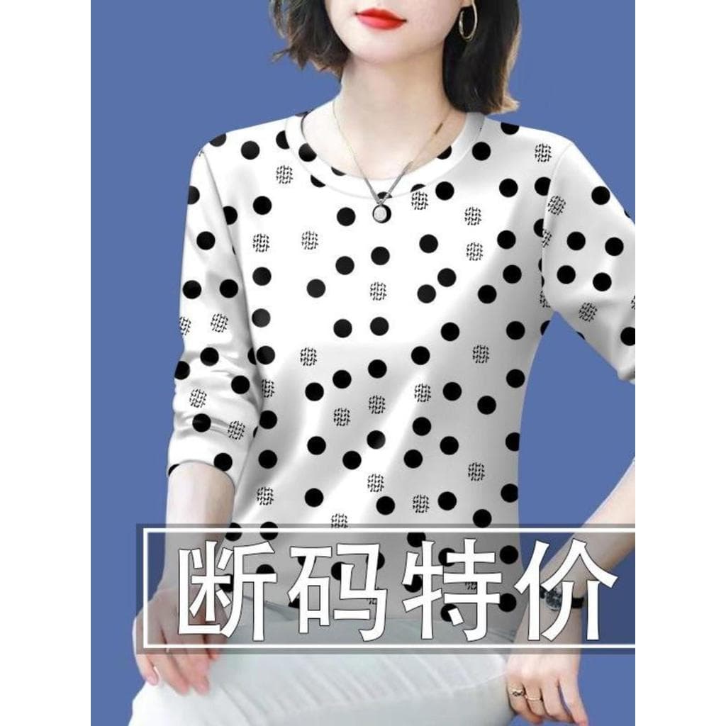 ~~ Roupas femininas de tecido de alta qualidade 2024 novo estilo outono redução de idade manga comprida camiseta com cob