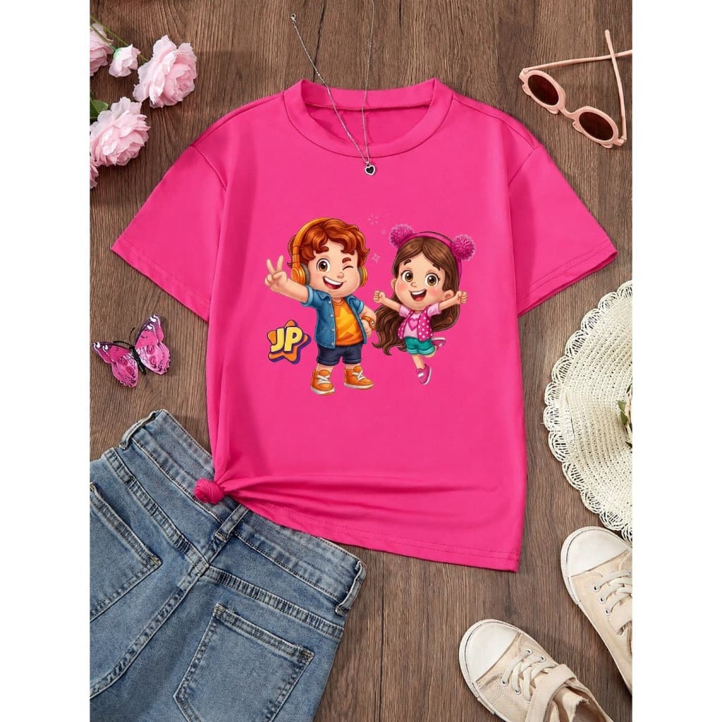 Camiseta Maria Clara e JP Infantil Unissex Estampa Atualizada 2026 Camisa Personagens YouTube Algodão Envio Imediato