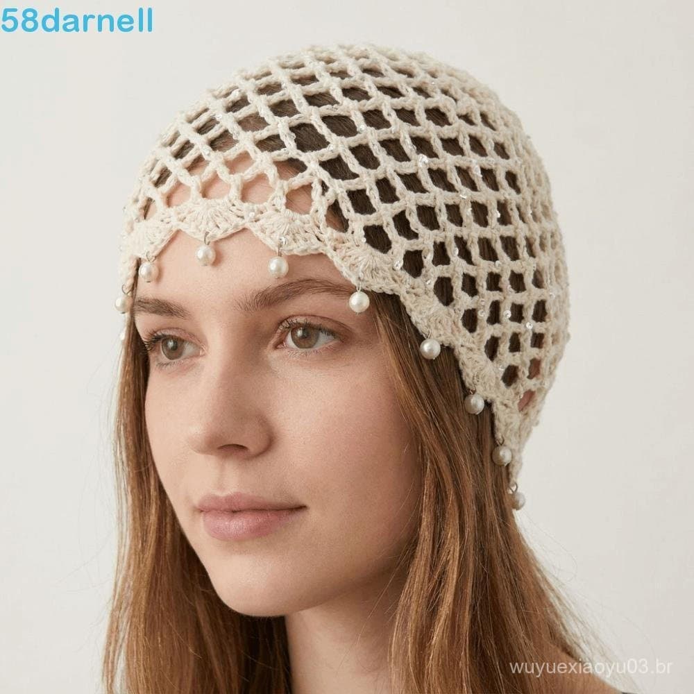 Chapéu De Malha Oco De Crochê DARNELL , Gorros Estilo Boêmio Com Borlas De Miçangas , Fino Feito À Mão Étnico
