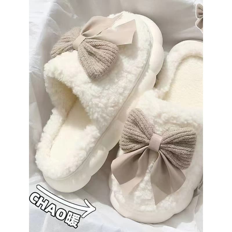 Novo estilo chinelos de algodão das mulheres dos homens inverno arco de sola grossa casa chinelos peludos interior forro