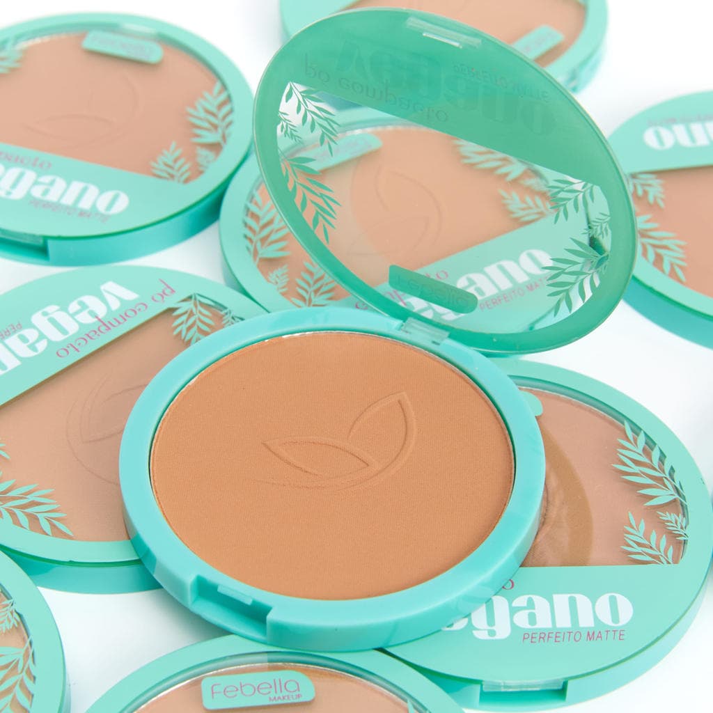 PÓ COMPACTO VEGANO ALTA COBERTURA ACABAMENTO NATURAL 4 CORES – FEBELLA MAKEUP