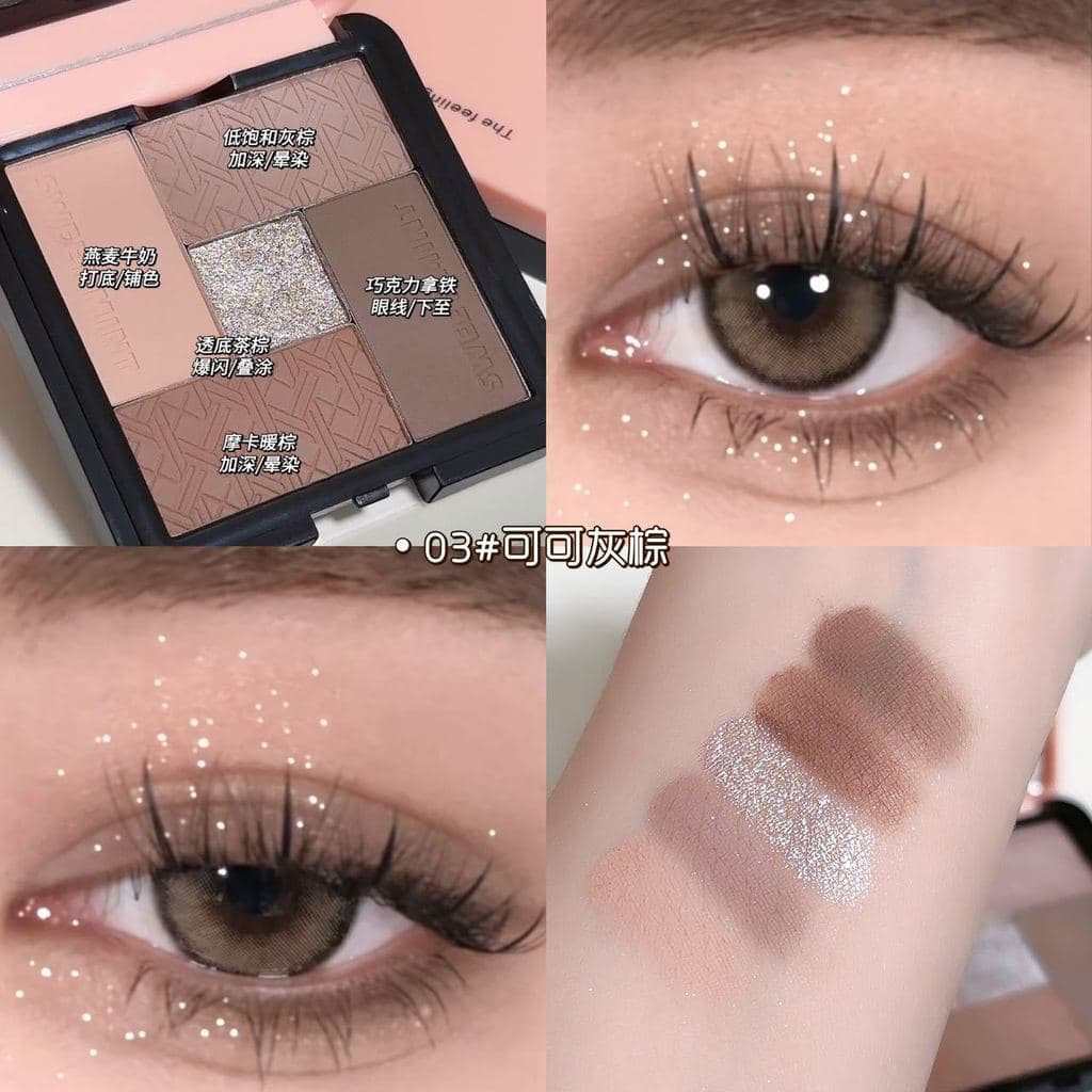 Rosa de Ébano!Novo produto paleta abrangente de sombras de cinco cores Natural fosco destaque sombra Blush uma paleta mu