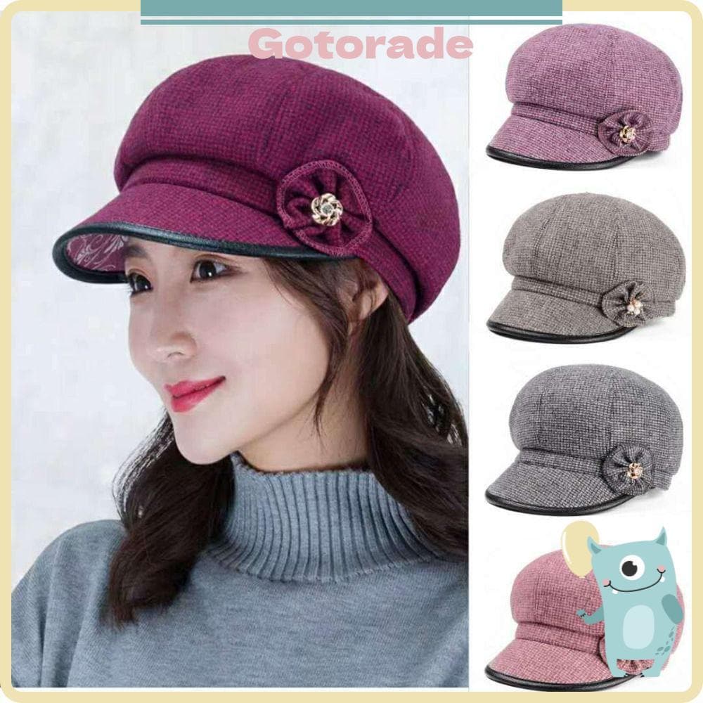 GOTORADECO Boina Feminina , Gorro De Malha Casual , Chapéu Octogonal De Lã , Boinas