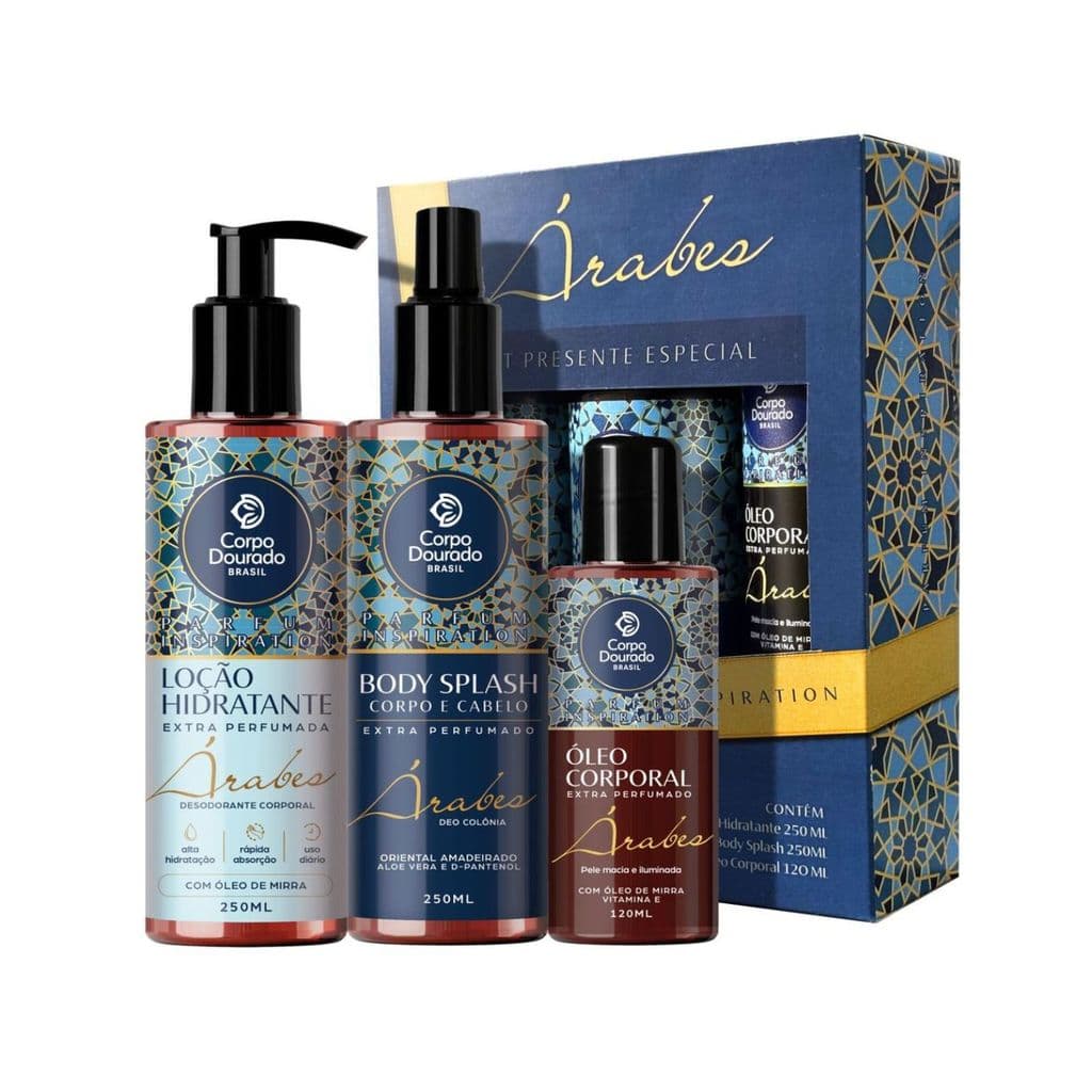 KIT PRESENTE PARFUM INSPIRATION OLEO + HIDRATANTE + BODYSPLASH ARABES