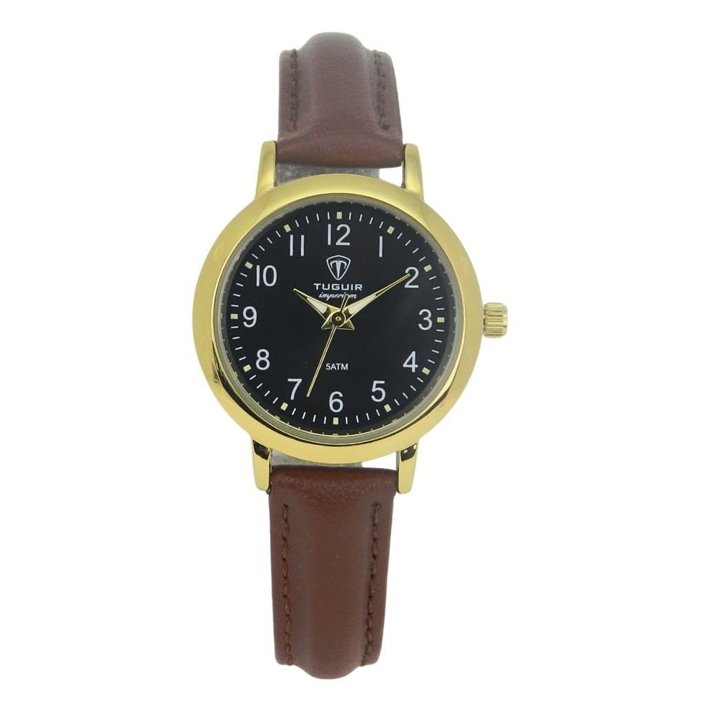 Relógio Unissex Tuguir Analógico Imperium TG30513 Preto e Marrom e Dourado, 5ATM, LUXUOSO, FASHION,