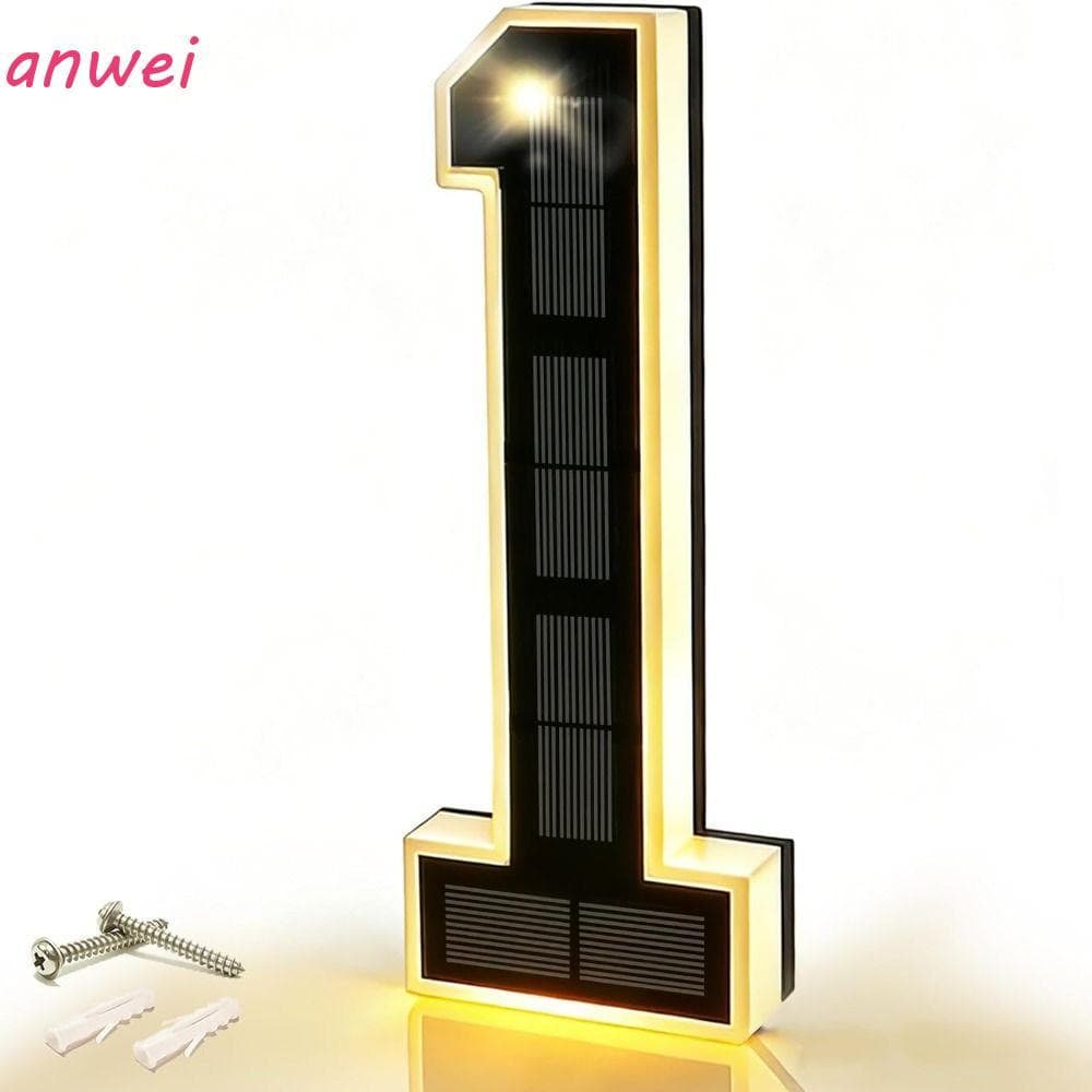 Luz De Números De Casa Com Iluminação Solar ANWEI , Placa De Número LED À Prova D'água Sem Fiação , Exterior Iluminado