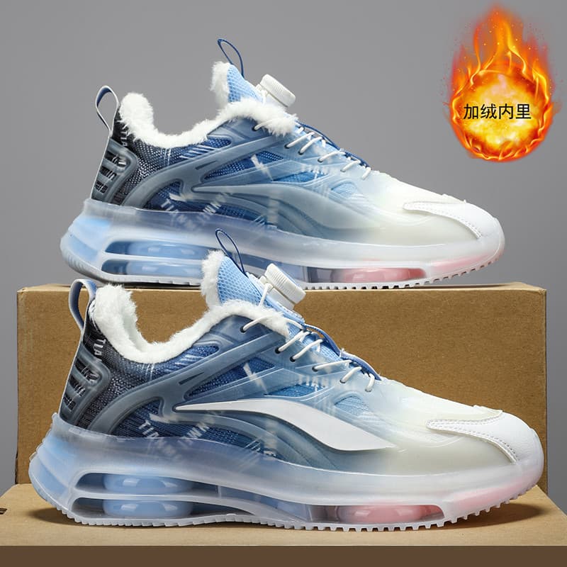 Botão rotativo sapatos masculinos inverno velo Extra grosso quente dois sapatos de algodão esportes lazer correndo aumen