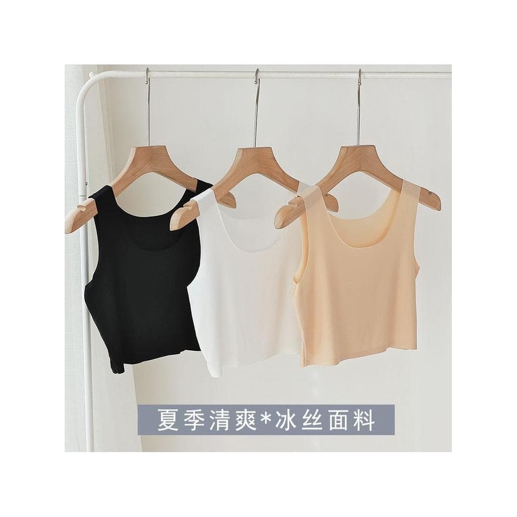 Blusa colete sem costura de seda gelada, cor da pele, forro ultrafino, tubo branco, gola baixa, anti-reflexo, fundo anti