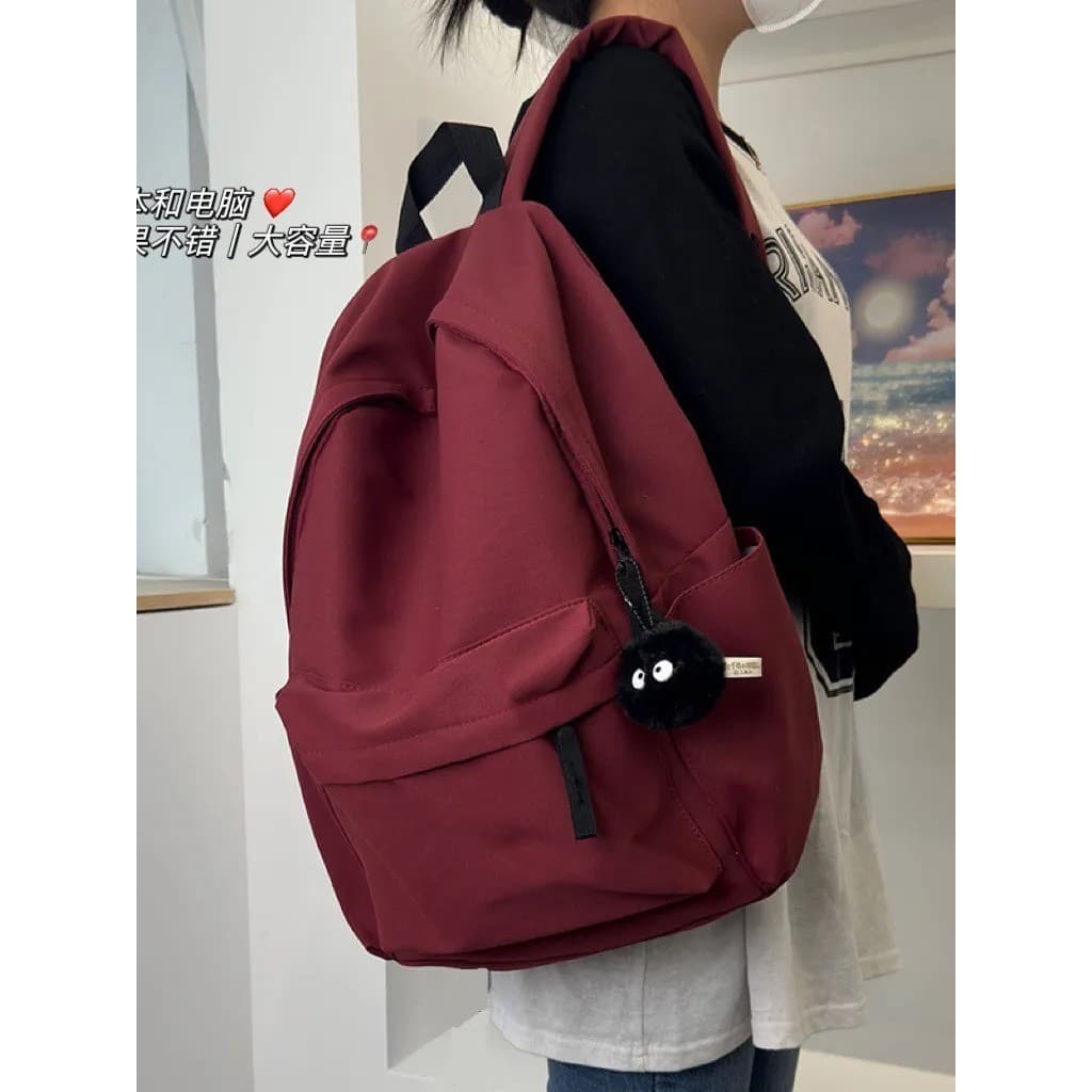 Versão coreana ins mochila feminina estudante do ensino médio grande capacidade simples cor sólida mochila júnior escola