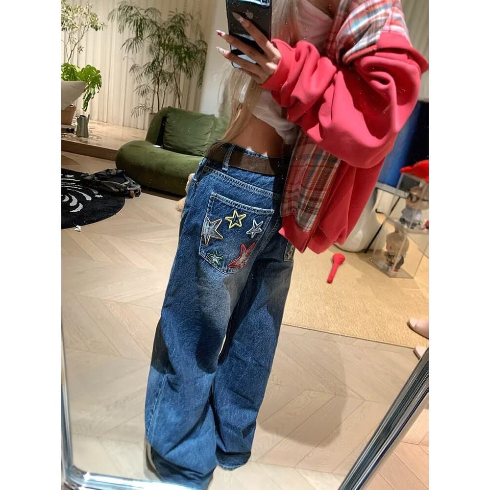 Estilo Hong Kong na moda masculina verão novo estilo 2025 carta única Jeans Hip Hop ins na moda High Street na moda rufi