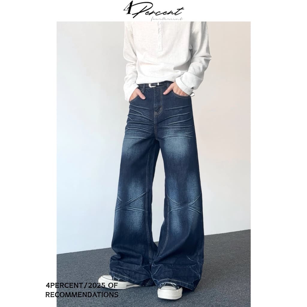 Estilo Hong Kong na moda masculina verão novo estilo 2026 carta única Jeans Hip Hop ins na moda High Street na moda rufi
