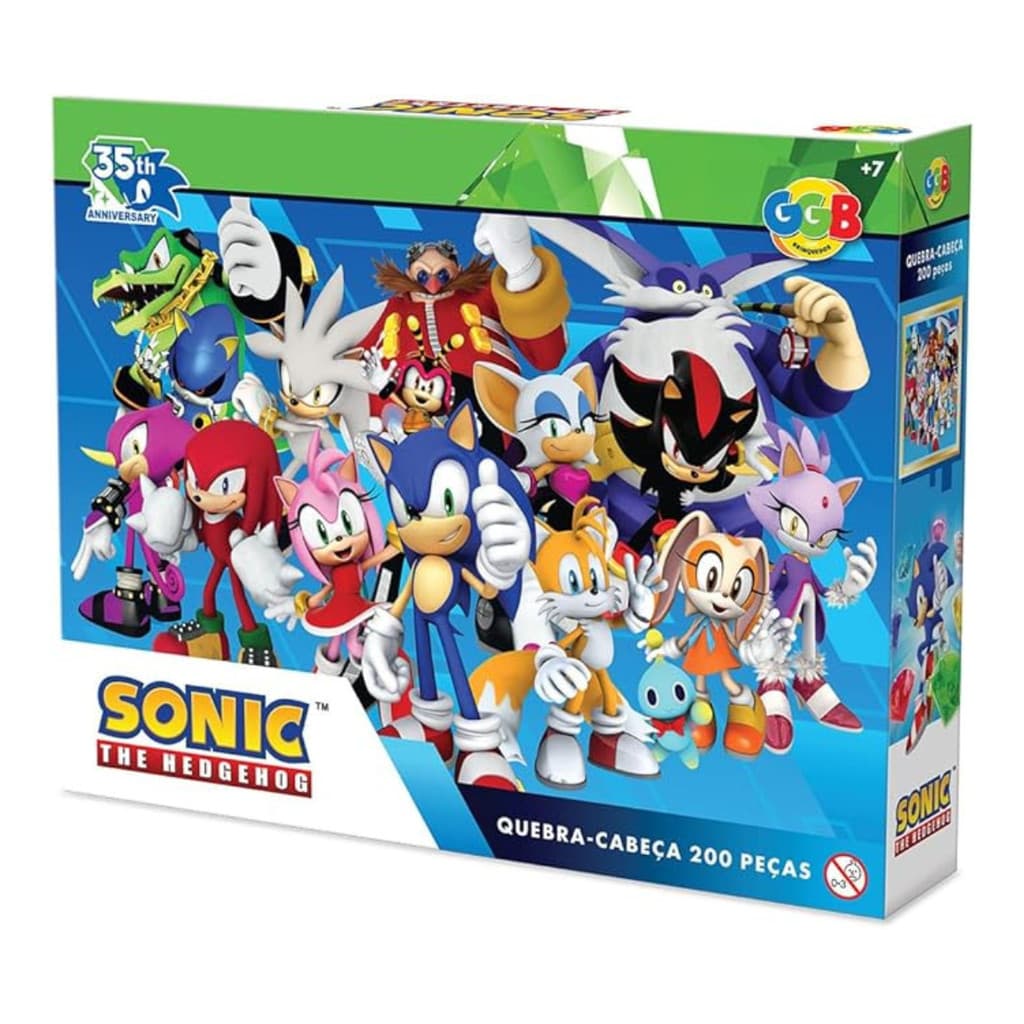 Quebra-Cabeça Sonic The Hedgehog 200 peças GGB Brinquedos