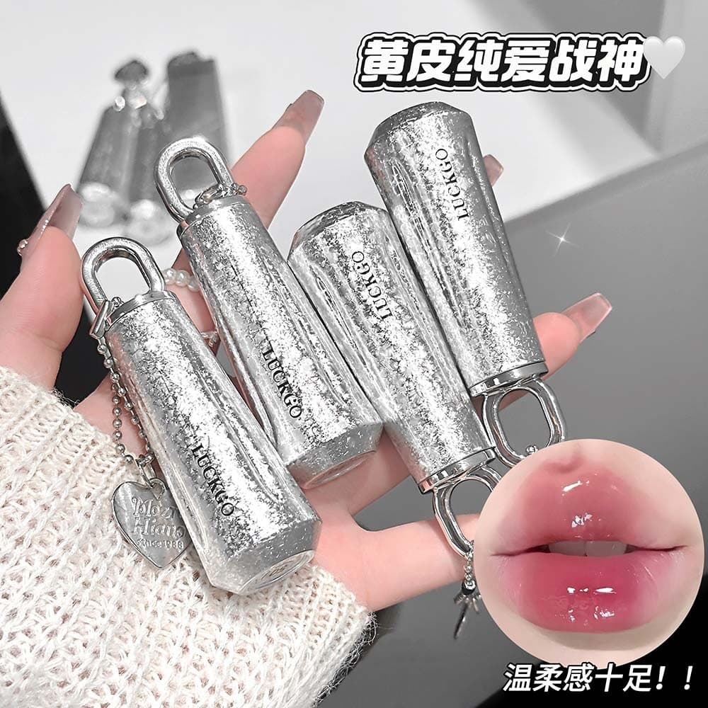 LUCKGO brilho labial estrelado, esmalte suave para clareamento, renderização de cores, espelho de vidro, Toot labial, co