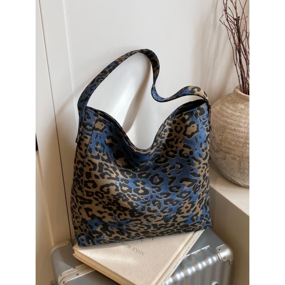 2025 novo estilo moda grande capacidade estilo preguiçoso moda sacola feminina Retro Commuter leopardo impressão de um o