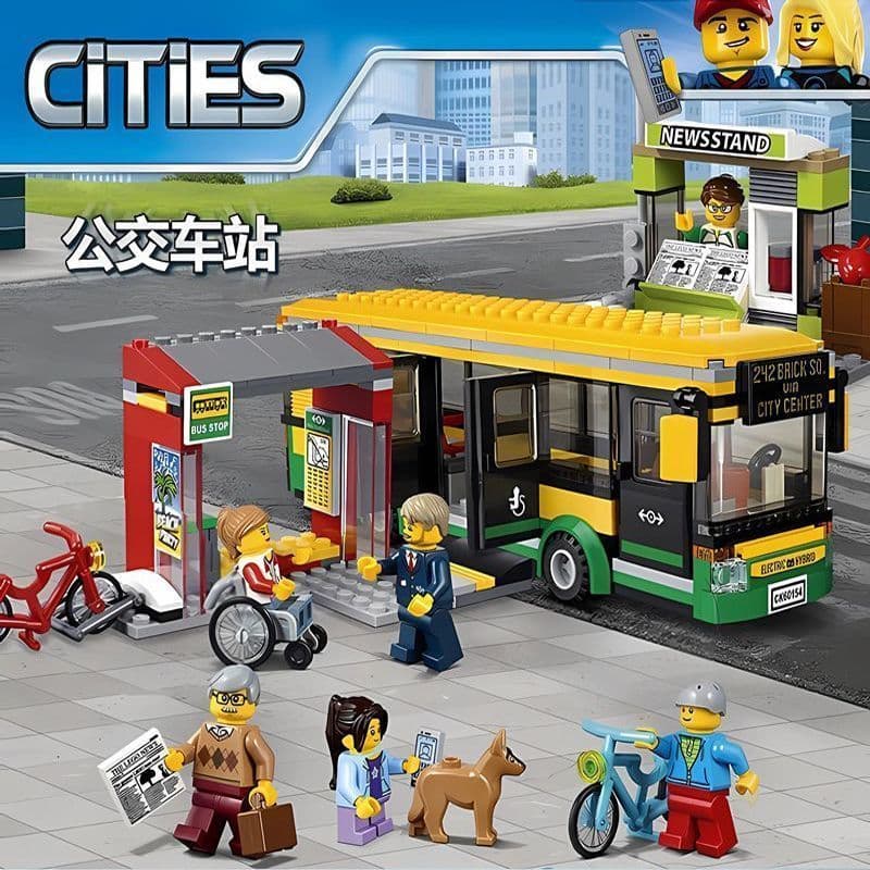 Lego blocos de construção cidade série cidade ônibus estação grande ônibus crianças montagem brinquedos presentes do men