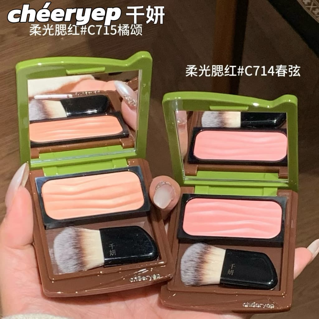 Qianyan Cold Brew Primavera Nova Cor Blush Baking Powder Expansão Cor Encolher Cor Sândalo Roupas Blush Paleta Duas Core