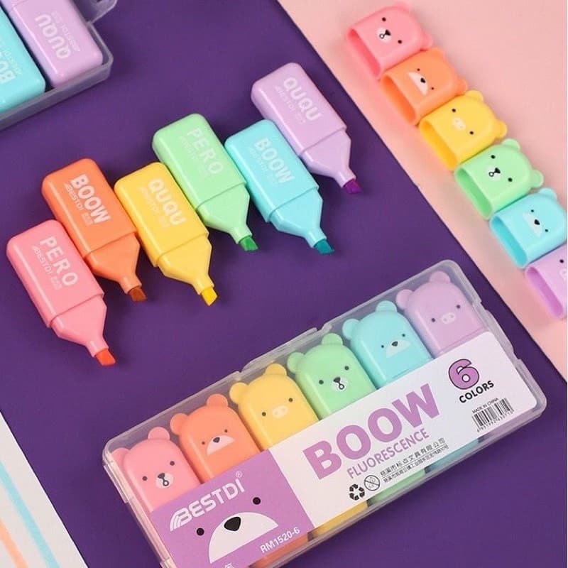 Kit Com 6 peças Marca Texto Formado Animais Urso Bestdi Boow