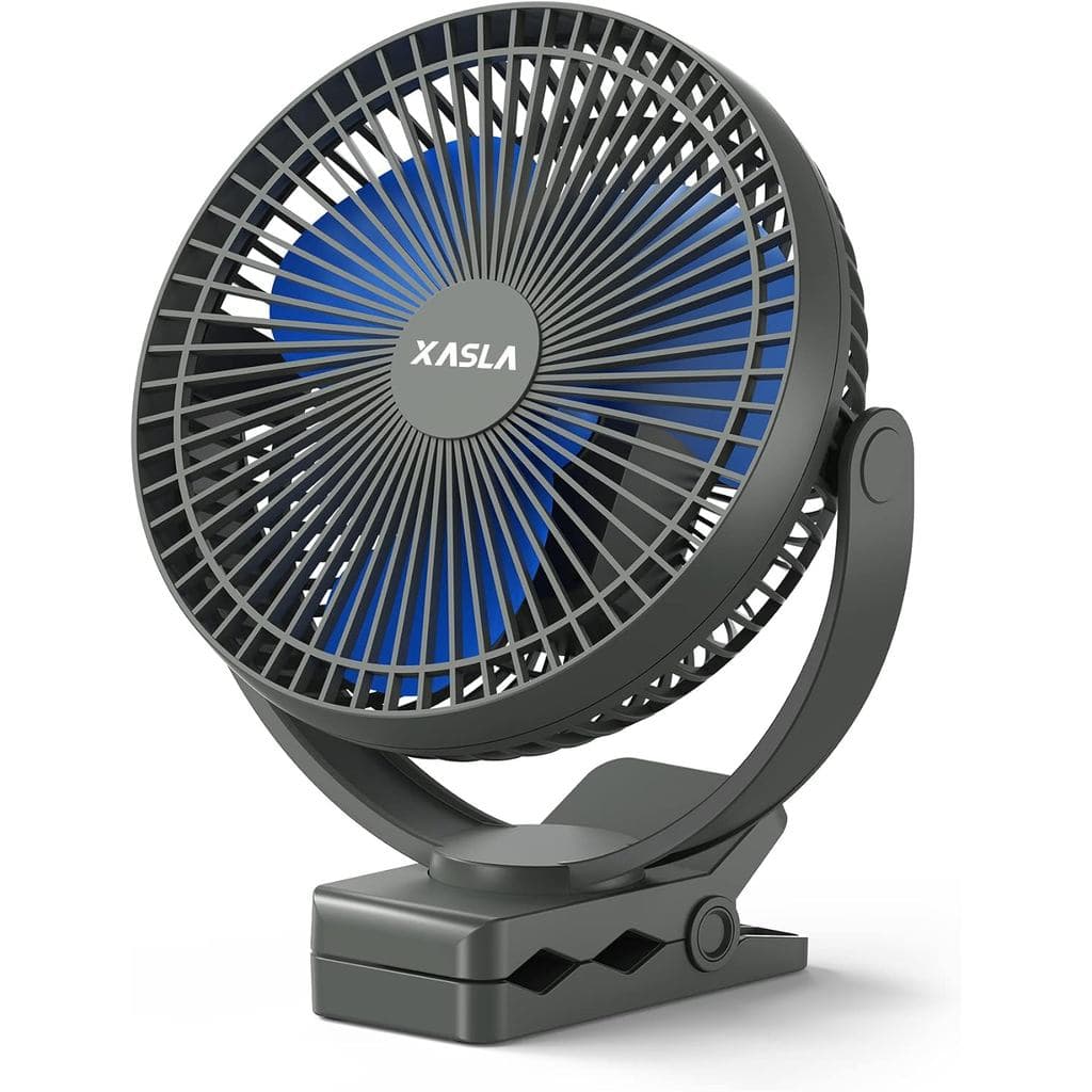 Ventilador Portátil Recarregável com Clipe xasla 10000mAh, Operado a Bateria de 8 Polegadas, 4 Velocidades, 24 Horas de