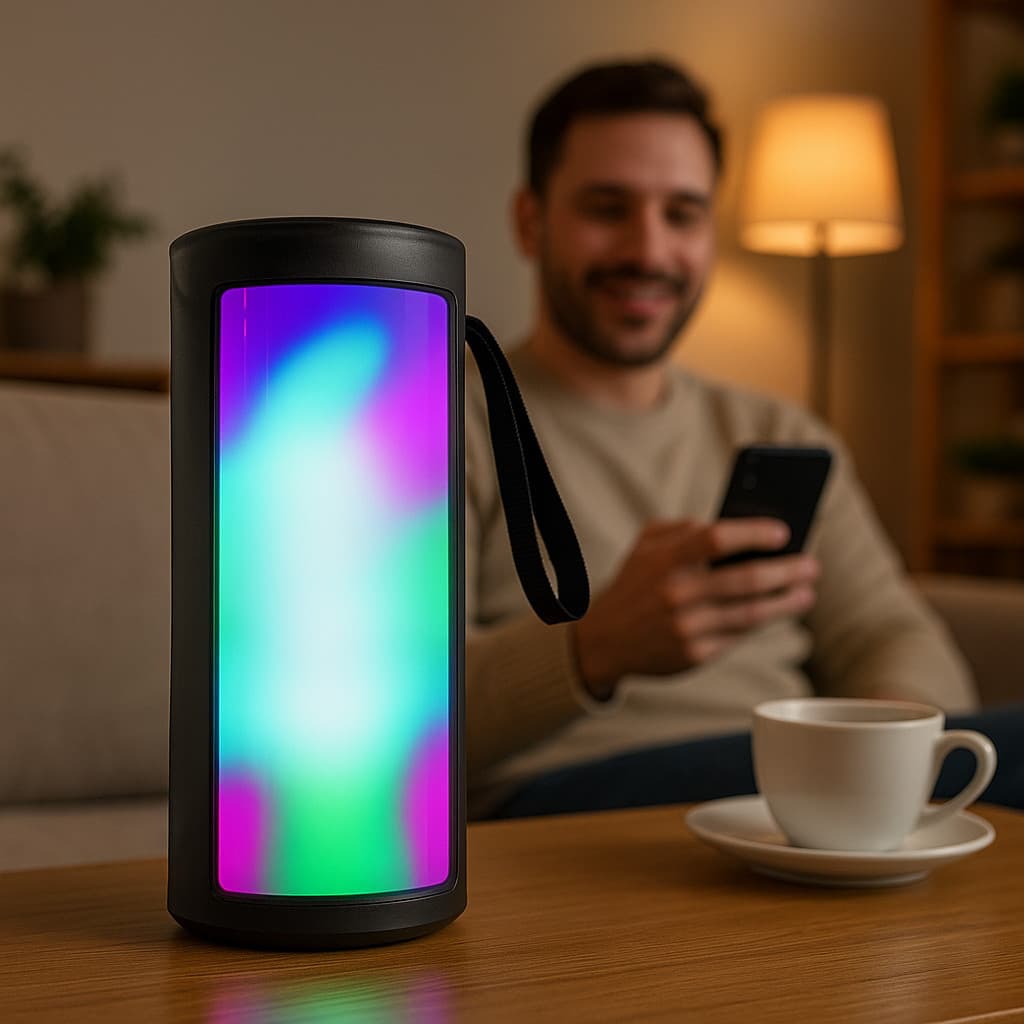 Caixinha De Som Bluetooth Para Computador Notebook Celular Som Amplificado LED RGB Radio FM