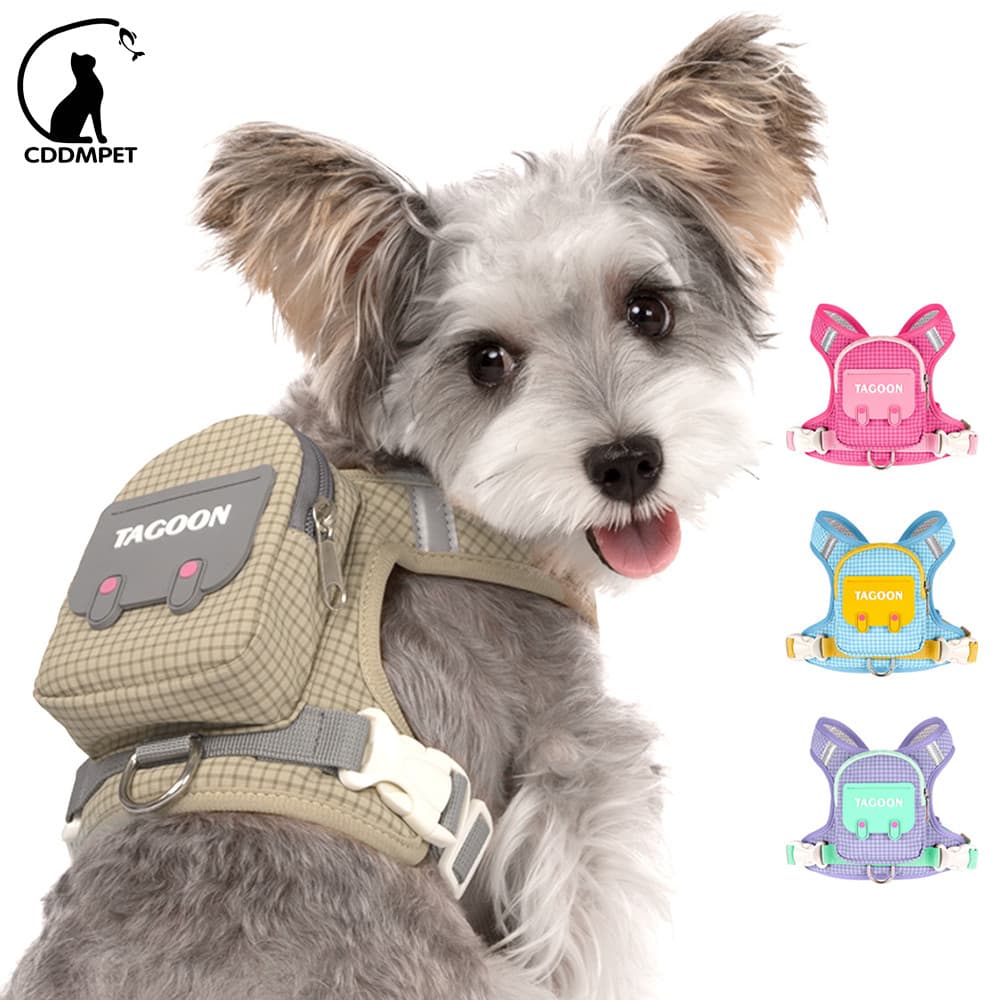 Pet Mochila Para Cães Com Dispensador De Saco Cocô Coleira Peitoral De Cachorro Pequenos E Médios