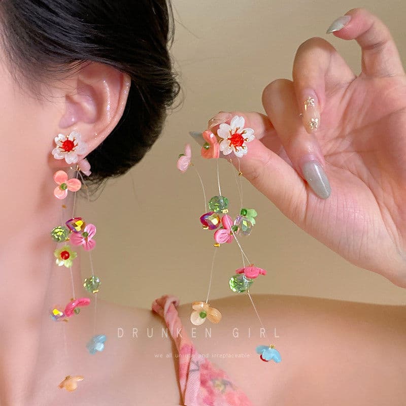 Apenas ocupado para flores!Dopamina Brincos de flores coloridas femininos estilo férias à beira-mar brincos de aparência