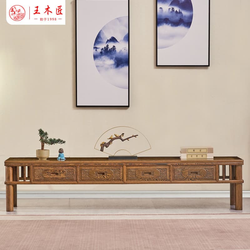 Wang carpinteiro armário de TV de madeira maciça mogno Wenge móveis LCD armário baixo novo estilo chinês sala estar pent