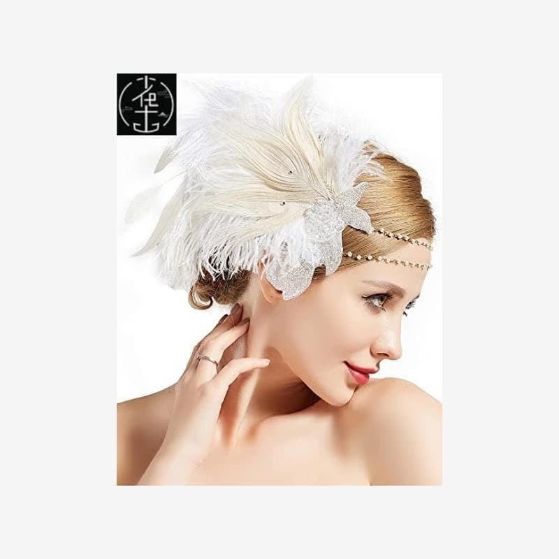 Luxuoso europeu americano pavão pena bandana Retro étnico acessórios de cabelo 1920s Gatsby festa bola Headwear