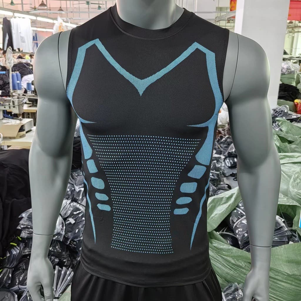 Camiseta Sem Mangas Masculina de Secagem Rápida em Seda Gelada para Fitness e Esportes de Verão, Respirável, Estampada,