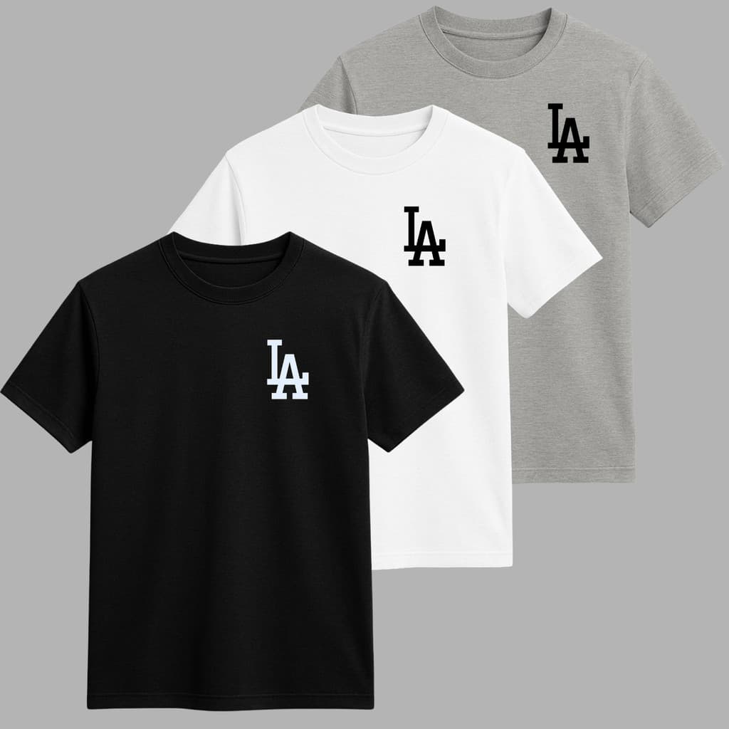 Kit 3 Camisetas Infantil Algodão Los Angeles Casual Leve Confortável Presente LA