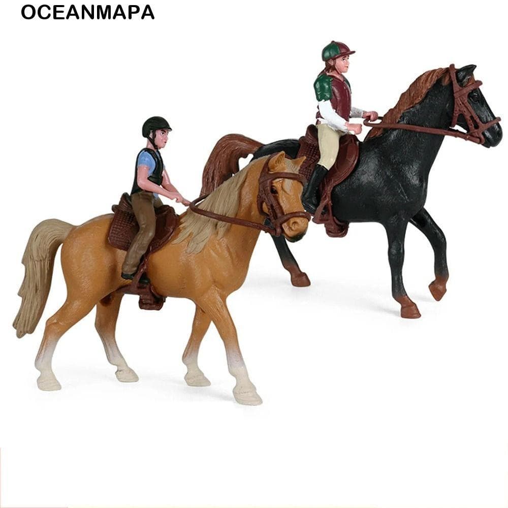 Modelo De Cavalo Animal OCEANMAPA , Cavaleiro Realista E Estatueta , Simulação