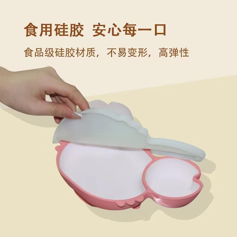 Prato de jantar de Silicone para crianças, ventosa, tigela de comida complementar, crianças aprendem a comer, tigela, co