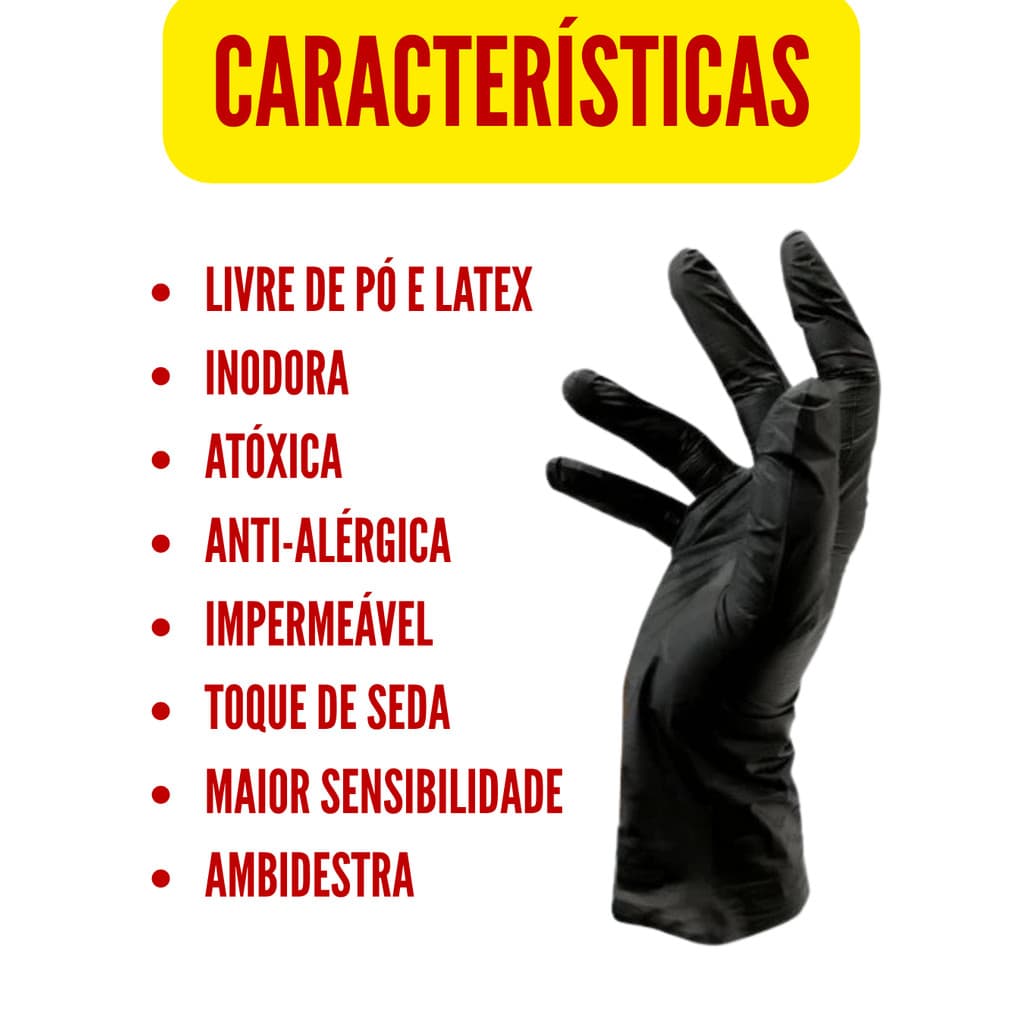 Caixa 100 uni Luva Descartável Viniflex TPE Preta - Rosa - Transparente - sem pó  P/M/G/GG