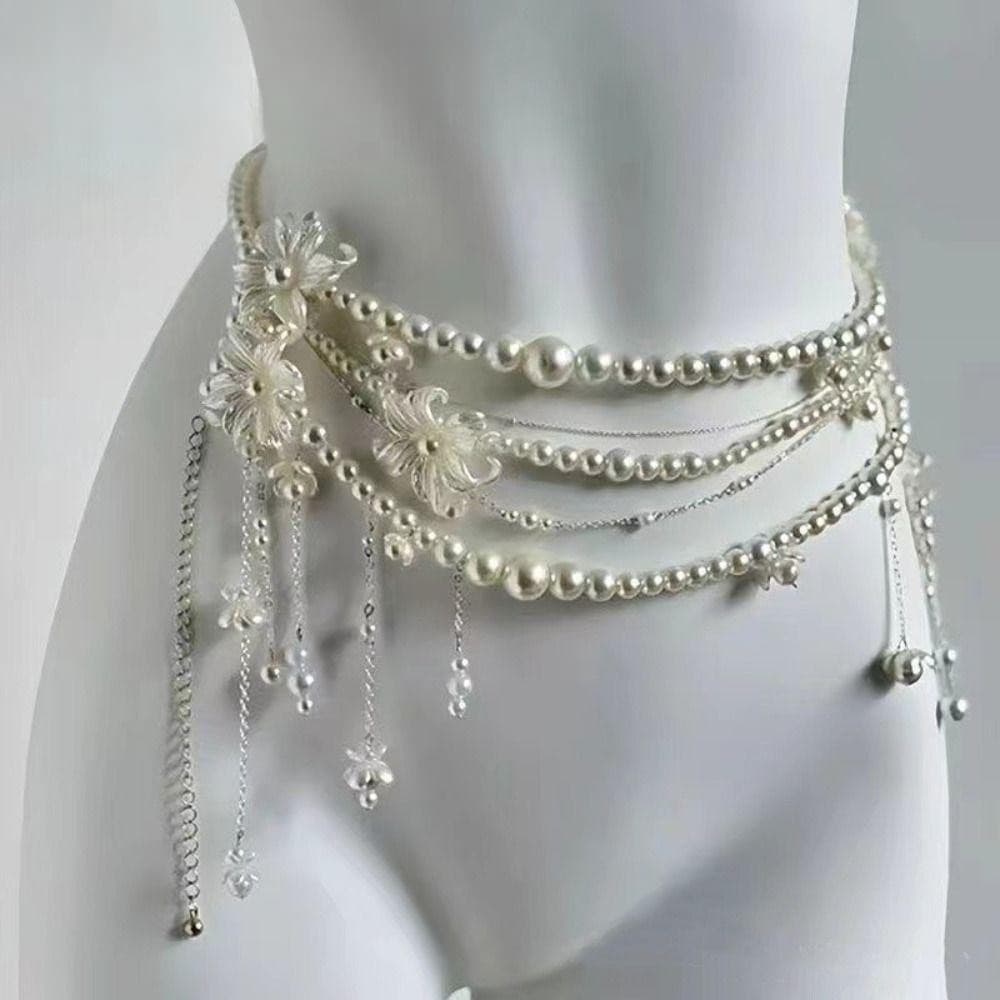 Corrente de Cintura Floral, Acessório de Cintura, Correntes Elegantes, Joia Corporal Boho Versátil para Mulheres