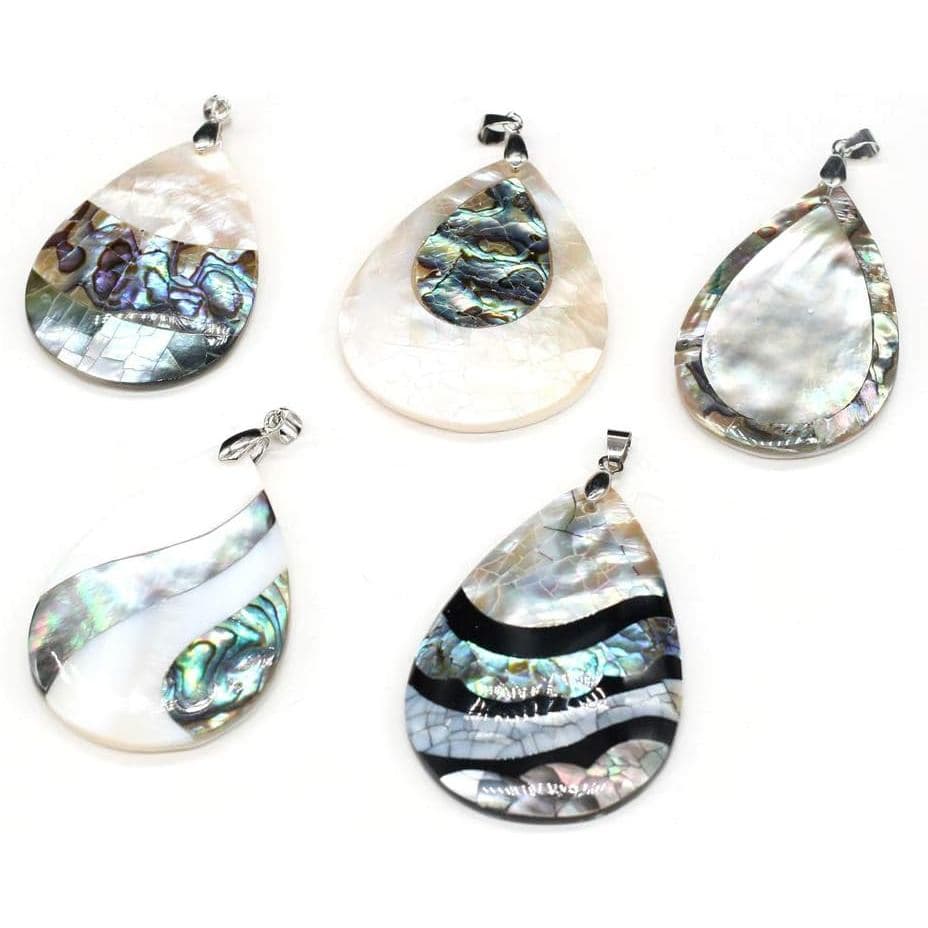 Pingente de Concha de Abalone Natural, Pingente de Concha em Forma de Gota de Madrepérola, Charms de Concha de Abalone p