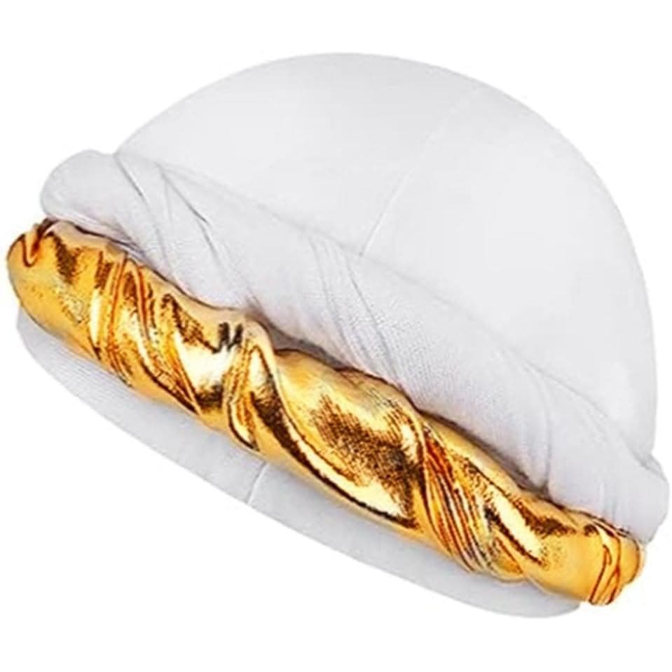 Turbante para Homens, Turbante Halo com Forro de Cetim Elástico e Sedoso, Durag com Detalhes Dourados Torcidos