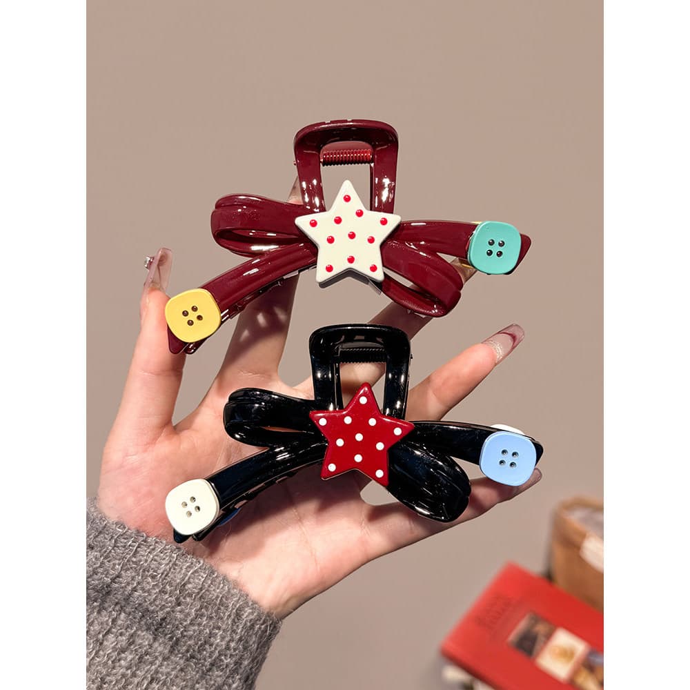 kit laços de cabelo infantil laços de cabelo infantil luxo Divertido contraste cor estrela bolinhas botão grampo de ca