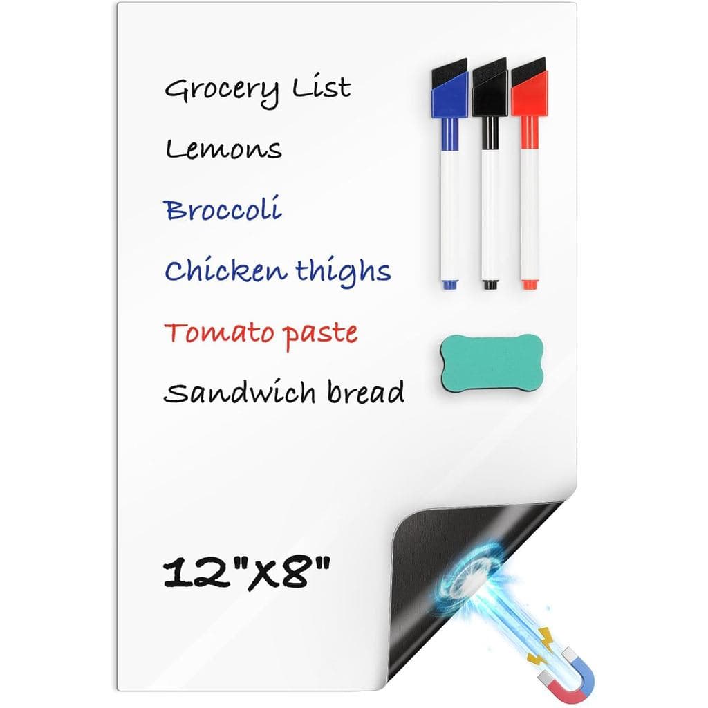 Quadro Branco Magnético para Geladeira WALGLASS, 12"x8" Pequeno Quadro Branco para Refrigerador, Organizador de Cozinha