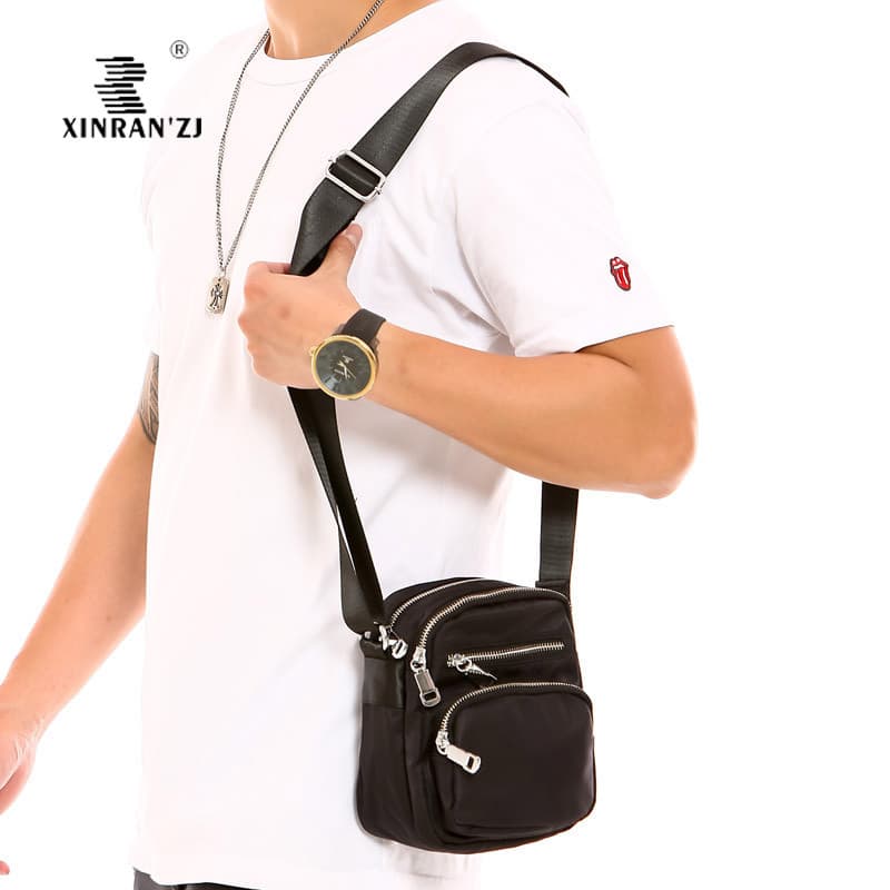 Multi-bolso impermeável masculino Casual de um ombro mensageiro portátil Mini pequeno saco de viagem de curta distância