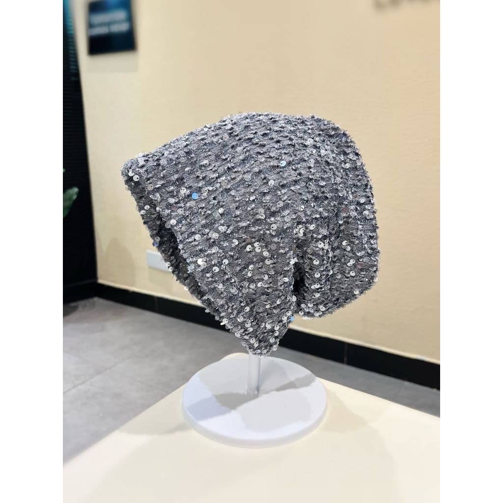 Moda estilo ocidental lantejoulas preto pilha chapéu feminino influenciador menina quente mostrando rosto pequeno Baotou