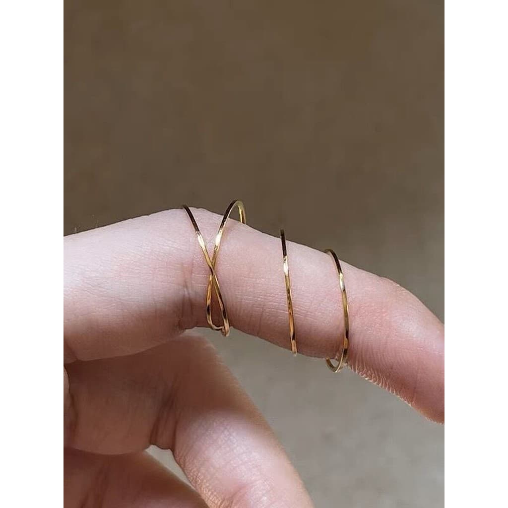 anel solitario anel Lavável não desbota!Anel liso fino gigante de 0.5 mm feminino empilhando anel de dedo indicador de o