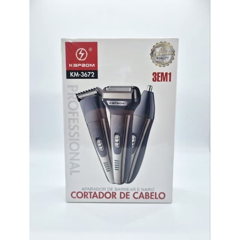Máquina de cortar cabelo, aparador de pêlo barba e nariz, 3 em 1 Kapbom