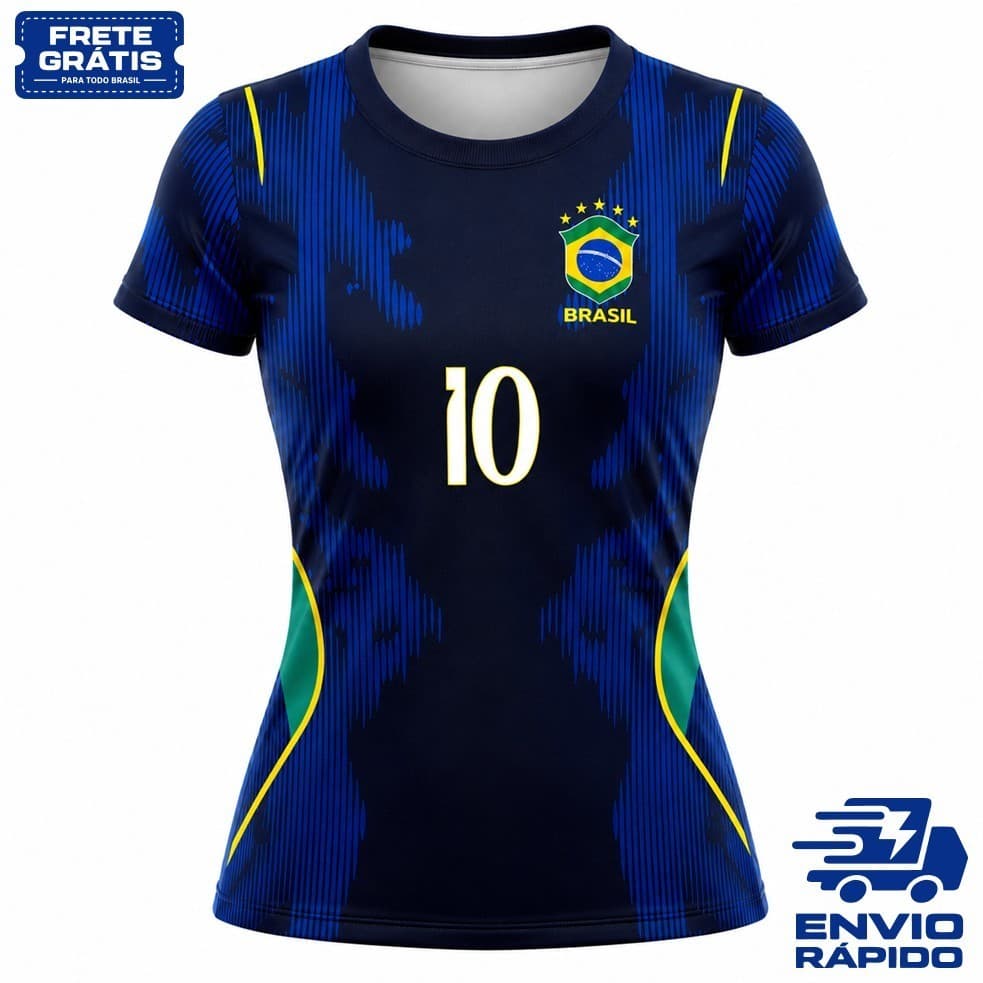 Camisa Baby Look  Camiseta T-shit Seleção Brasil Torcedor Dry Fit Copa do Mundo 2026 Básica Futebol