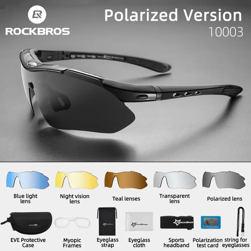 Óculos De Sol ROCKBROS Polarizado Para Ciclismo MTB Bicicleta Esportes Ao Ar Livre PC 5/3 Lentes Acessório