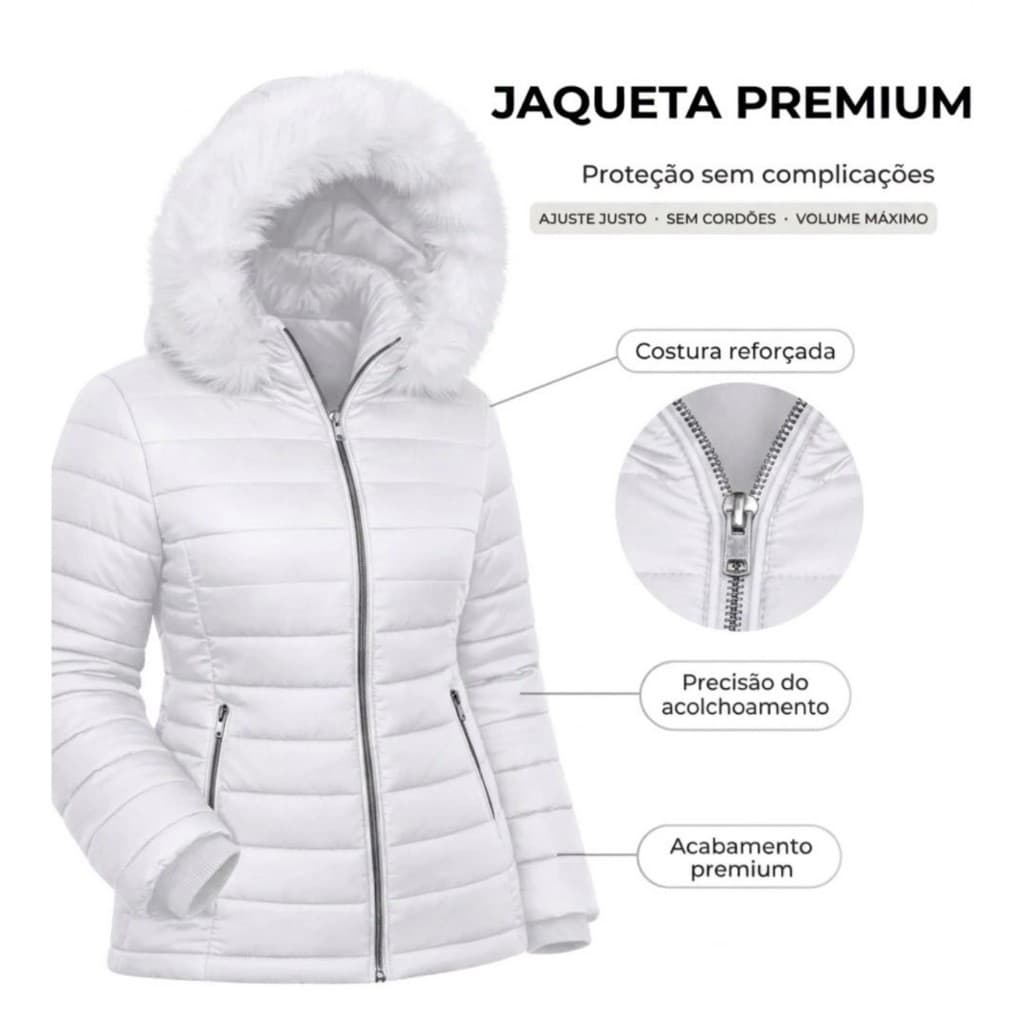 Bomber Jaqueta Casaco Puffer Feminino Peluciado com Toca de Pelinho Luxo Outono Inverno