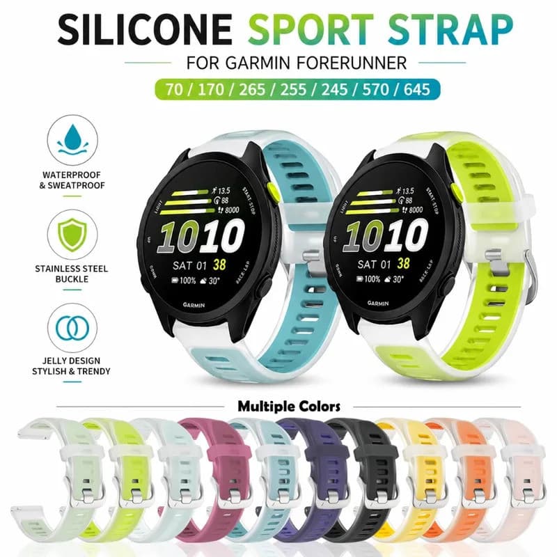 Pulseira Esportiva de Silicone de 18mm 20mm 22mm para Garmin Forerunner 170 70 570 47mm 42mm 265S 265 255 255S 165, Puls