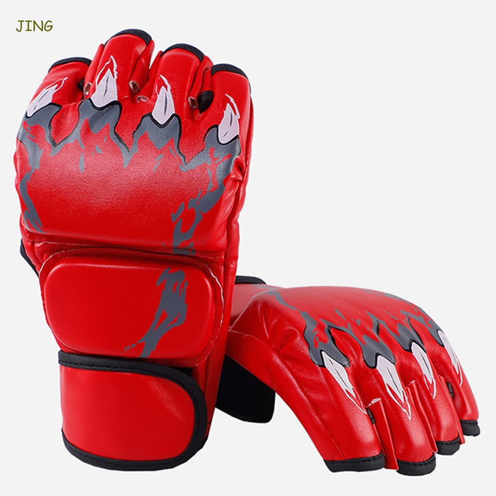 Luvas De Boxe De Meio Dedo Couro PU MMA Fighting Kick Adultas Treinamento Para Sanda Fight Sandbag Taekwondo