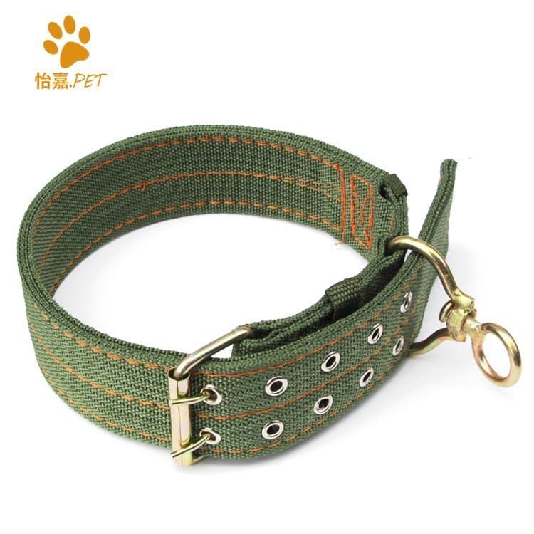 Coleira grande verde militar para cães, fileira dupla, espessada, coleira para animais de estimação, coleira grande para