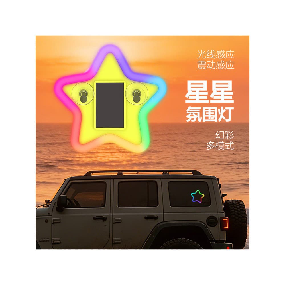 Luzes decorativas solares do carro estrela mágica LED luzes de advertência triângulo janela traseira amor luzes atmosfer