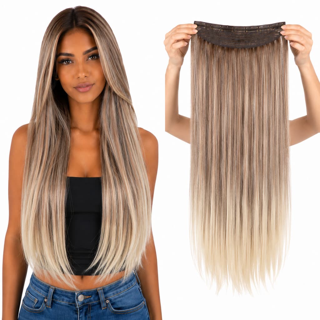 Mega Hair Tic Tac Loiro Longo Liso Efeito Natural Fibra Premium
